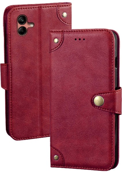 Samsung Galaxy A04 4g (164.4 x 76.3 x 9.1 Mm) Için Idewei Telefon Flip Case Anti-Cratch Ince Doku Tpu+Pu Deri Cüzdan Stand Cep Telefonu Kapağı (Yurt Dışından)