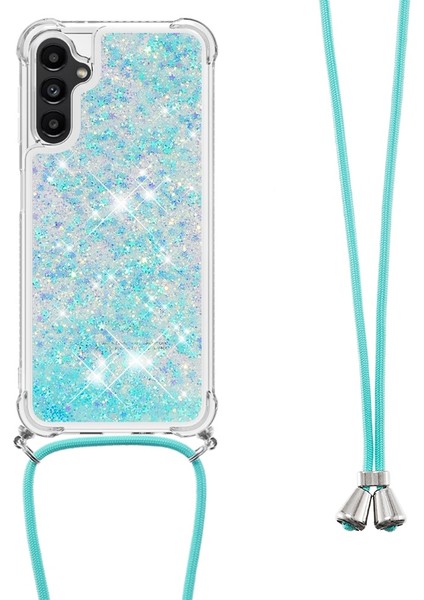 Samsung Galaxy A14 Için Yb Quicksand Serisi-4 5g Açık Işıltı Hareketli Quicksand Case Yumuşak Tpu Koruyucu Telefon Kapağı Kordonlu (Yurt Dışından)