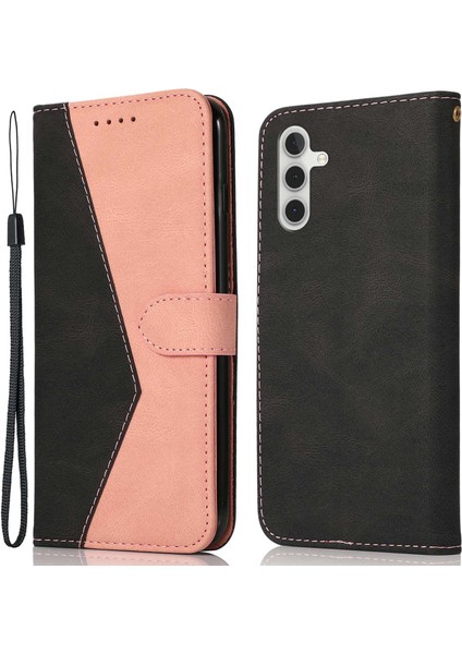 Samsung Galaxy A14 Için 5g Renkli Ekleme Pu Deri Tam Koruma Iç Tpu Telefon Kılıfı Cüzdan Stand Kapağı Bilek Kayışı ile (Yurt Dışından)