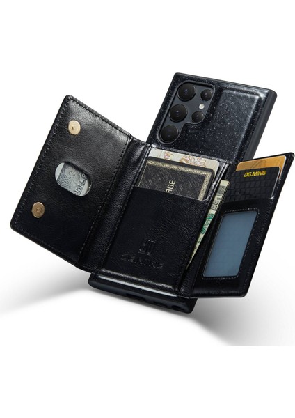 Dg.ming M3 Serisi Samsung Galaxy S22 Ultra 5g 2'si 2-1 Arada Pu Deri Kaplamalı Pc+Tpu Geri Kılıf Magnicy Çıkarılabilir Fermuar Cüzdan Telefon Kapağı Kickstand ile (Yurt Dışından)
