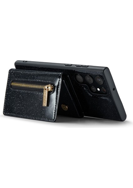 Dg.ming M3 Serisi Samsung Galaxy S22 Ultra 5g 2'si 2-1 Arada Pu Deri Kaplamalı Pc+Tpu Geri Kılıf Magnicy Çıkarılabilir Fermuar Cüzdan Telefon Kapağı Kickstand ile (Yurt Dışından)