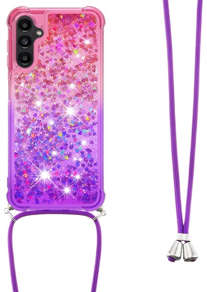 Samsung Galaxy A14 Için Yb Quicksand Serisi-6 5g Gradyan Renk Esnek Tpu Geri Kılıf Sıvı Quicksand ve Telefon Damla Koruma Kapağı Kiracı ile (Yurt Dışından)