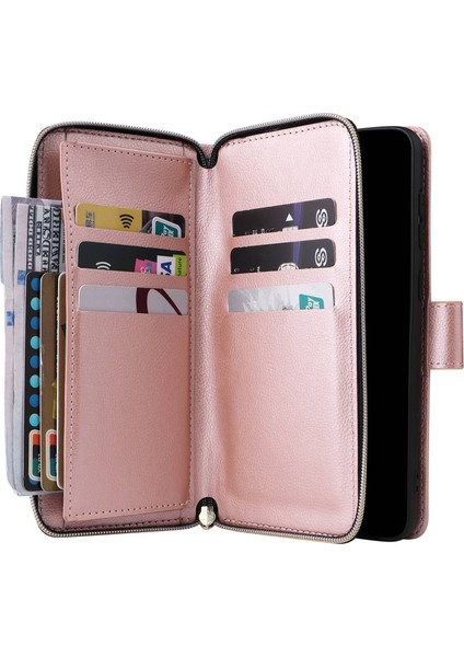Samsung Galaxy A73 5g Için Pu Deri Kabuk, Stand Cüzdan Telefon Flip Kılıf Magnetic 9 Kart Tutucu Yuvaları Fermuar Cep Kapağı Kayışlı (Yurt Dışından) indirimleri