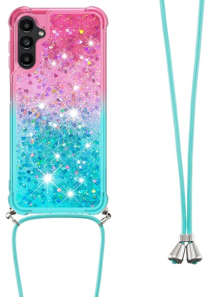 Samsung Galaxy A14 Için Yb Quicksand Serisi-6 5g Gradyan Renk Esnek Tpu Geri Kılıf Sıvı Quicksand ve Telefon Damla Koruma Kapağı Kiracı ile (Yurt Dışından)