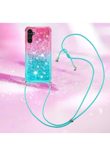 Samsung Galaxy A14 Için Yb Quicksand Serisi-6 5g Gradyan Renk Esnek Tpu Geri Kılıf Sıvı Quicksand ve Telefon Damla Koruma Kapağı Kiracı ile (Yurt Dışından) modelleri