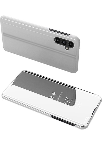 Samsung Galaxy A14 Için 5g Pencere Pu Pu Deri Kılıf Standını Görüntüle Ayna Elektraptaşlama Telefon Kapak Koruyucu (Yurt Dışından)