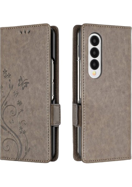 Samsung Galaxy Z Fold4 Için 5g Pu Deri Cüzdan Kılıfı Çiçek Kelebekleri Manyetik Kapatma Kitabı Stand Folio Telefon Kapağı (Yurt Dışından)