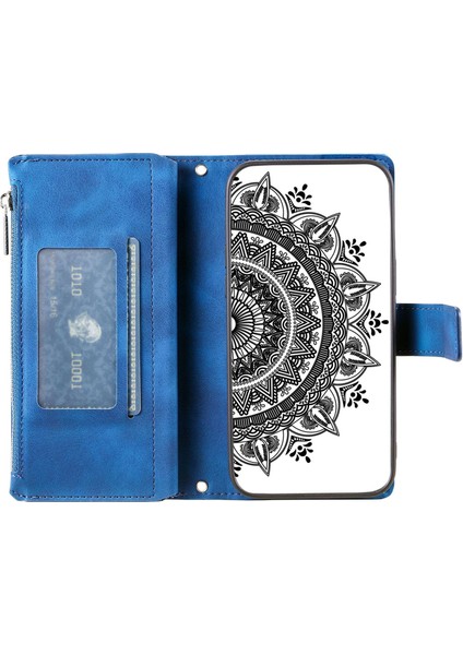 Samsung Galaxy S21 Için 5g Mandala Çiçeği Baskılı Tam Kapsam Pu Deri Telefon Kapak Standı Çoklu Kart Yuvası Zipper Cep Cüzdan Kılıfı (Yurt Dışından) indirimleri