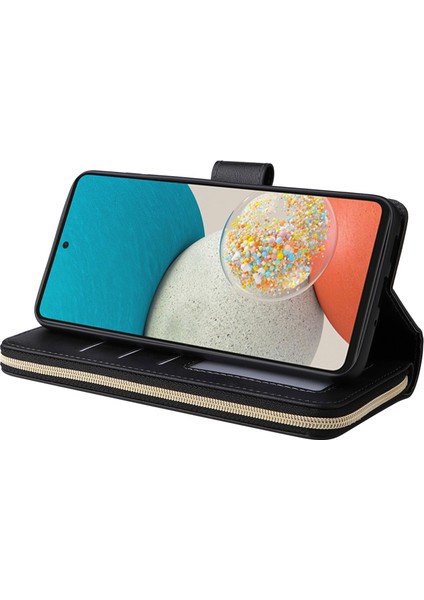 Samsung Galaxy A53 5g Stand Cüzdan Telefon Flip Kılıf Pu Pu Deri Manyetik 9 Kart Tutucu Yuvaları Zipper Cep Kapağı Kayış (Yurt Dışından) modelleri