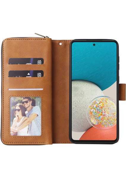 Samsung Galaxy A53 5g Stand Cüzdan Telefon Flip Kılıf Pu Pu Deri Manyetik 9 Kart Tutucu Yuvaları Zipper Cep Kapağı Kayış (Yurt Dışından) fiyatları