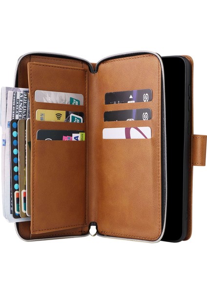 Samsung Galaxy A53 5g Stand Cüzdan Telefon Flip Kılıf Pu Pu Deri Manyetik 9 Kart Tutucu Yuvaları Zipper Cep Kapağı Kayış (Yurt Dışından) indirimleri