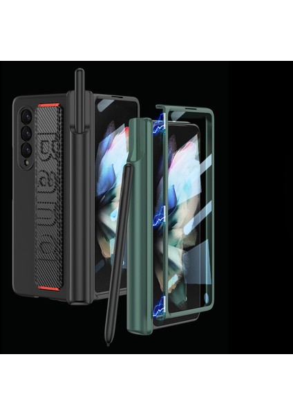 Samsung Galaxy Z Fold3 Için Gkk 5g Manyetik Menteşe Sert Pc Kılıfı Tam Koruma Anti-Dirençli Bileklik Telefon Kapağı Temperli Cam Film ve Kalem Tutucu (Yurt Dışından)