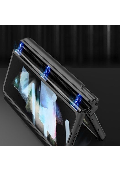 Samsung Galaxy Z Fold3 Için Gkk 5g Manyetik Menteşe Sert Pc Kılıfı Tam Koruma Anti-Dirençli Bileklik Telefon Kapağı Temperli Cam Film ve Kalem Tutucu (Yurt Dışından)