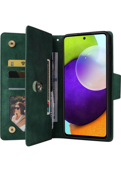 Samsung Galaxy A33 Için 5g Şok Geçirmez Telefon Kasası Perçin Buckle Pu Deri Deri Cüzdan Stand / Kayış (Yurt Dışından) modelleri