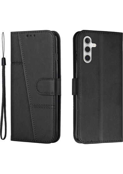 Samsung Galaxy A14 Için 5g Dikiş Pu Deri Manyetik Toka Telefon Kılıfı Cüzdan Görüntüleme Stand Folio Flip Kapak Kayış (Yurt Dışından)