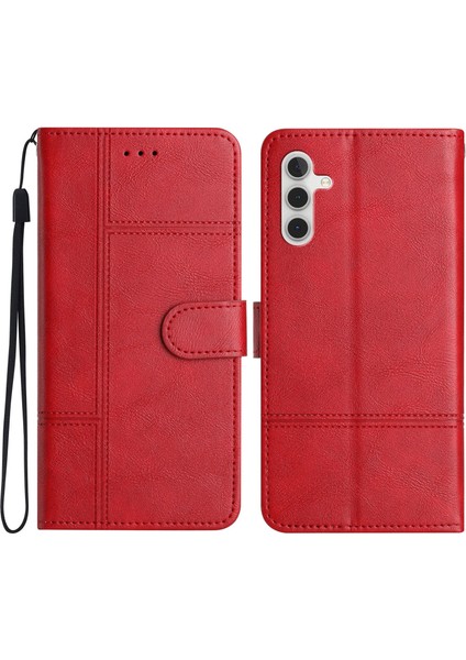Samsung Galaxy A14 Için 5g Cowhide Doku Iş Stili Pu Deri Flip Kapak Cüzdan Standı Çarpışma Karşıtı Telefon Kılıfı (Yurt Dışından)