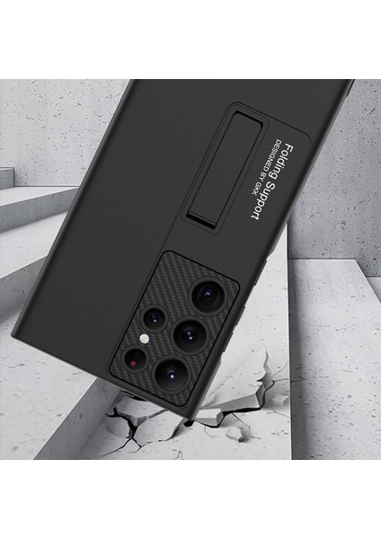 Samsung Galaxy S22 Ultra 5g Anti-Slatch Anti-Slatch Telefon Kılıfı Karbon Fiber Dokulu Kamera Koruyucu Ince Kickstand ile Anti-Drop Telefon Kapağı (Yurt Dışından) modelleri