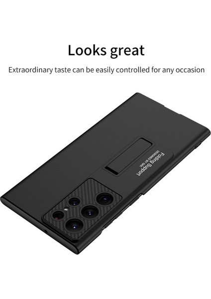Samsung Galaxy S22 Ultra 5g Anti-Slatch Anti-Slatch Telefon Kılıfı Karbon Fiber Dokulu Kamera Koruyucu Ince Kickstand ile Anti-Drop Telefon Kapağı (Yurt Dışından) fırsatları