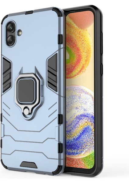 Samsung Galaxy A04 4g (164.4 x 76.3 x 9.1 Mm) Için Ring Tutucu Kickstand Pc + Tpu Kasası Tanıyı Telefon Kapak Kapak Koruştur (Yurt Dışından)