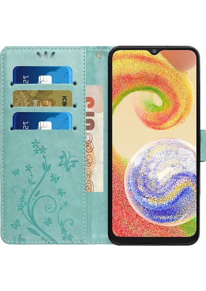 Samsung Galaxy A04 4g (164.4 x 76.3 x 9.1 Mm) Çiçek Kelebek Baskılı Koruyucu Kapak Pu Deri Telefon Cüzdan Stand Anti-Damla Kılıf (Yurt Dışından) fiyatları