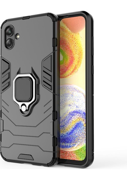 Samsung Galaxy A04 4g (164.4 x 76.3 x 9.1 Mm) Için Ring Tutucu Kickstand Pc + Tpu Kasası Tanıyı Telefon Kapak Kapak Koruştur (Yurt Dışından)