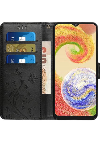 Samsung Galaxy A04 4g (164.4 x 76.3 x 9.1 Mm) Çiçek Kelebek Baskılı Koruyucu Kapak Pu Deri Telefon Cüzdan Stand Anti-Damla Kılıf (Yurt Dışından) fiyatları