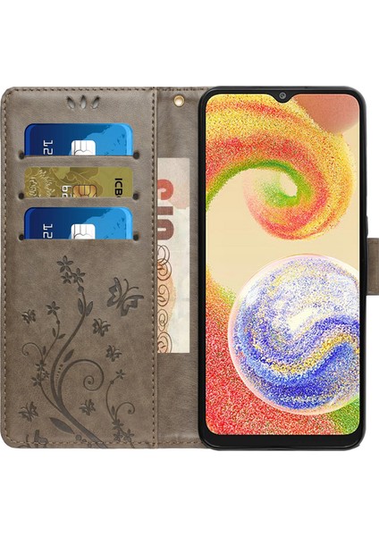Samsung Galaxy A04 4g (164.4 x 76.3 x 9.1 Mm) Çiçek Kelebek Baskılı Koruyucu Kapak Pu Deri Telefon Cüzdan Stand Anti-Damla Kılıf (Yurt Dışından) fiyatları