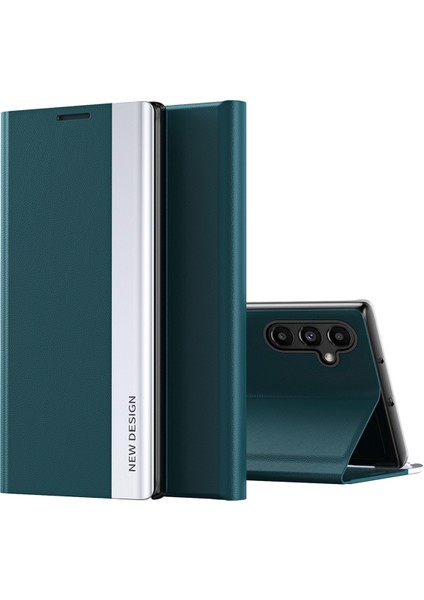 Samsung Galaxy A14 Için 5g Elektrapılaşma Pu Deri Flip Görüntüleme Stand Kapağı Manyetik Adsorpsiyon Telefon Kılıfı (Yurt Dışından)