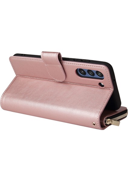 Samsung Galaxy S21 Fe 5g Için Anti-Drop Pu Deri Kabuk, Stand Cüzdan Telefonu Flip Kılıf Magnetic 9 Kart Tutucu Yuvaları Zipper Cep Kapağı Kayışlı (Yurt Dışından) fırsatları