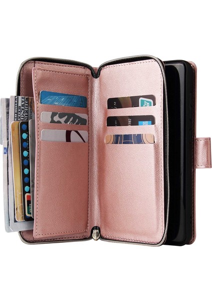 Samsung Galaxy S21 Fe 5g Için Anti-Drop Pu Deri Kabuk, Stand Cüzdan Telefonu Flip Kılıf Magnetic 9 Kart Tutucu Yuvaları Zipper Cep Kapağı Kayışlı (Yurt Dışından) indirimleri