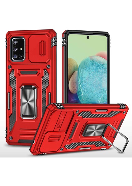 Samsung Galaxy A71 Için Zırh Serisi 5g SM-A716 Kickstand Telefon Kasası Pc + Tpu Slayt Kamera Kapağı ile Etkiye Dayanıklı Koruyucu Telefon Koruyucu (Yurt Dışından)