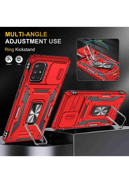 Samsung Galaxy A71 Için Zırh Serisi 5g SM-A716 Kickstand Telefon Kasası Pc + Tpu Slayt Kamera Kapağı ile Etkiye Dayanıklı Koruyucu Telefon Koruyucu (Yurt Dışından) fırsatları