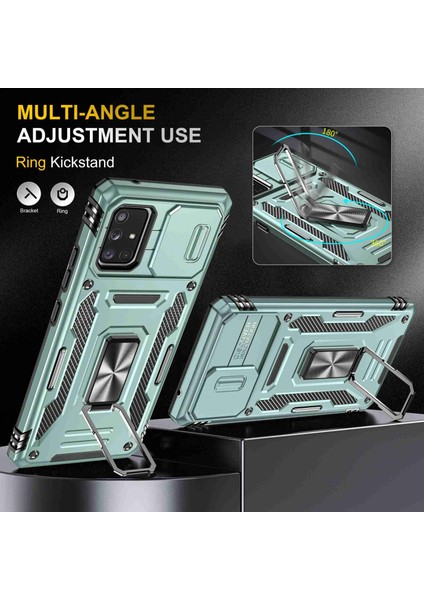 Samsung Galaxy A71 Için Zırh Serisi 5g SM-A716 Kickstand Telefon Kasası Pc + Tpu Slayt Kamera Kapağı ile Etkiye Dayanıklı Koruyucu Telefon Koruyucu (Yurt Dışından) fırsatları