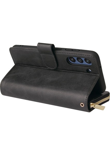Samsung Galaxy S21 Fe 5g Için Anti-Drop Pu Deri Kabuk, Stand Cüzdan Telefonu Flip Kılıf Magnetic 9 Kart Tutucu Yuvaları Zipper Cep Kapağı Kayışlı (Yurt Dışından) fırsatları