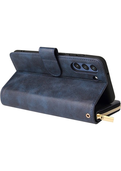 Samsung Galaxy S21 Fe 5g Için Anti-Drop Pu Deri Kabuk, Stand Cüzdan Telefonu Flip Kılıf Magnetic 9 Kart Tutucu Yuvaları Zipper Cep Kapağı Kayışlı (Yurt Dışından) fırsatları