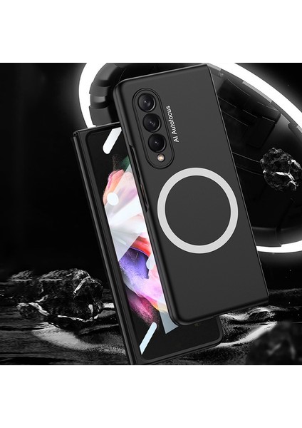 Samsung Galaxy Z Fold3 Için Gkk Ince Telefon Kılıfı 5g Şok Geçirmez Anti-Parmak Izi Pc Kapağı Magsafe Şarjı ile Uyumlu (Temperli Cam Ön Film Dahil) (Yurt Dışından)