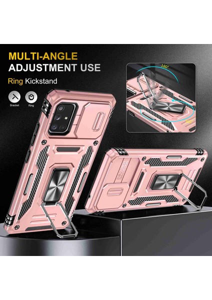 Samsung Galaxy A71 Için Zırh Serisi 5g SM-A716 Kickstand Telefon Kasası Pc + Tpu Slayt Kamera Kapağı ile Etkiye Dayanıklı Koruyucu Telefon Koruyucu (Yurt Dışından) fırsatları