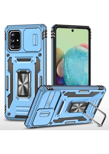 Samsung Galaxy A71 Için Zırh Serisi 5g SM-A716 Kickstand Telefon Kasası Pc + Tpu Slayt Kamera Kapağı ile Etkiye Dayanıklı Koruyucu Telefon Koruyucu (Yurt Dışından)