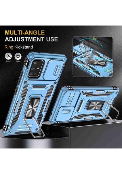 Samsung Galaxy A71 Için Zırh Serisi 5g SM-A716 Kickstand Telefon Kasası Pc + Tpu Slayt Kamera Kapağı ile Etkiye Dayanıklı Koruyucu Telefon Koruyucu (Yurt Dışından) fırsatları