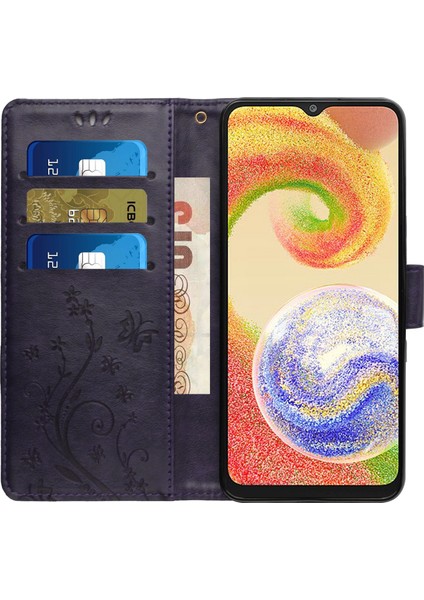 Samsung Galaxy A04 4g (164.4 x 76.3 x 9.1 Mm) Çiçek Kelebek Baskılı Koruyucu Kapak Pu Deri Telefon Cüzdan Stand Anti-Damla Kılıf (Yurt Dışından) fiyatları