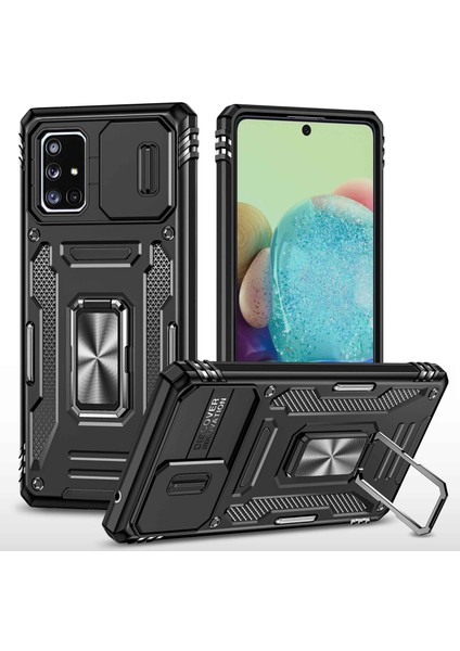 Samsung Galaxy A71 Için Zırh Serisi 5g SM-A716 Kickstand Telefon Kasası Pc + Tpu Slayt Kamera Kapağı ile Etkiye Dayanıklı Koruyucu Telefon Koruyucu (Yurt Dışından)