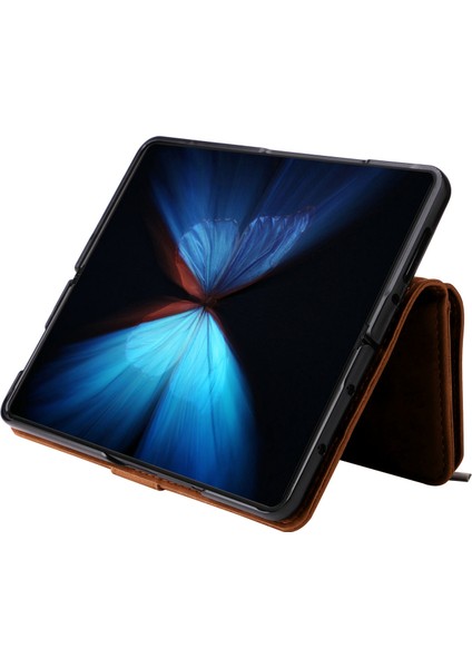 Samsung Galaxy Z Fold4 Için 5g Çoklu Kart Yuvaları Fermuar Pa Pu Deri Telefon Stand Örneği Manyetik Toka Cüzdan Kapağı (Yurt Dışından) fiyatları