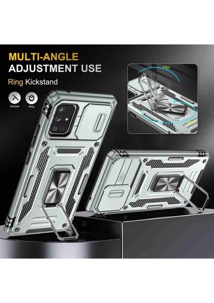 Samsung Galaxy A71 Için Zırh Serisi 5g SM-A716 Kickstand Telefon Kasası Pc + Tpu Slayt Kamera Kapağı ile Etkiye Dayanıklı Koruyucu Telefon Koruyucu (Yurt Dışından) fırsatları
