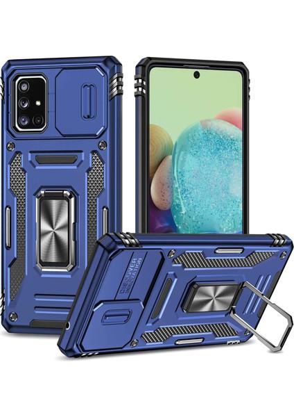 Samsung Galaxy A71 Için Zırh Serisi 5g SM-A716 Kickstand Telefon Kasası Pc + Tpu Slayt Kamera Kapağı ile Etkiye Dayanıklı Koruyucu Telefon Koruyucu (Yurt Dışından)