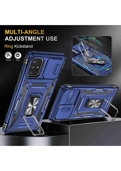 Samsung Galaxy A71 Için Zırh Serisi 5g SM-A716 Kickstand Telefon Kasası Pc + Tpu Slayt Kamera Kapağı ile Etkiye Dayanıklı Koruyucu Telefon Koruyucu (Yurt Dışından) fırsatları