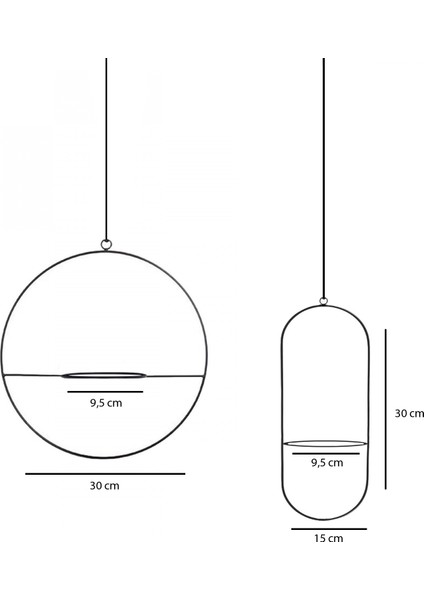 Modern Tasarım Askılı 2'li Set Çiçeklik Saksılık