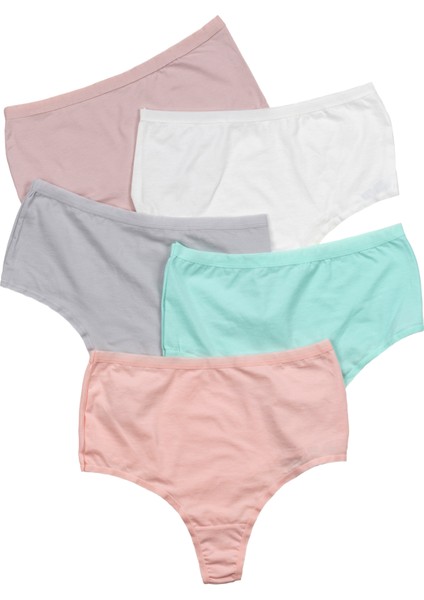 Kadın Külot Yüksek Bel Tanga Büyük Beden 5 Li Paket Somon fiyatları