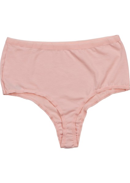 Kadın Külot Yüksek Bel Tanga Büyük Beden 5 Li Paket Somon modelleri