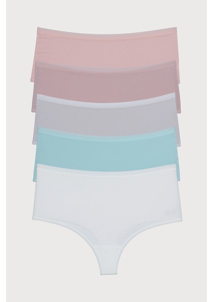 Kadın Külot Yüksek Bel Tanga Büyük Beden 5 Li Paket Somon fırsatları