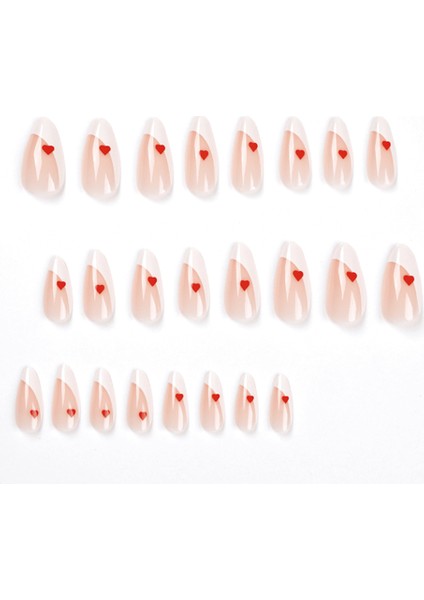 TipsArt Beyaz Kırmızı Kalpli 24’lü Takma Tırnak Seti & Zararsız Yapıştırıcı fırsatları
